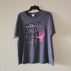 Empowering Breast Cancer Awareness Gray Tee - Pink Ribbon Support XL